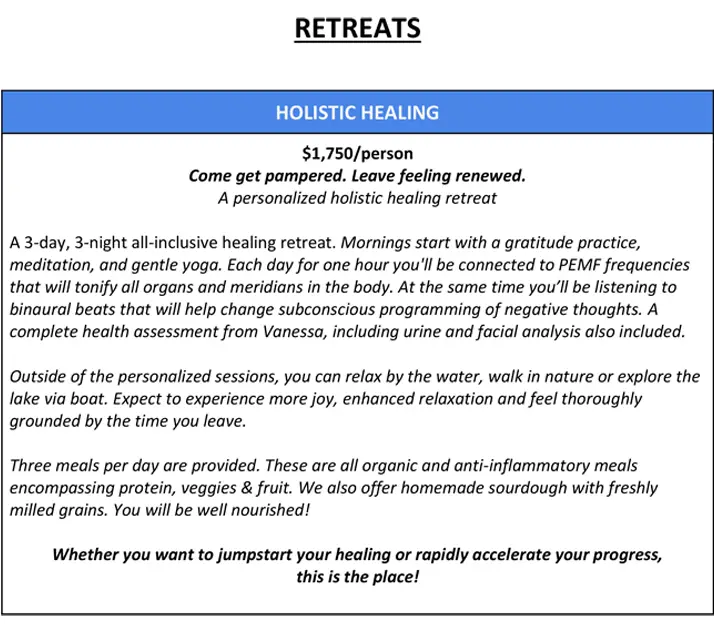 Alternative and Holistic Practitioner Middleton WI Retreat Information